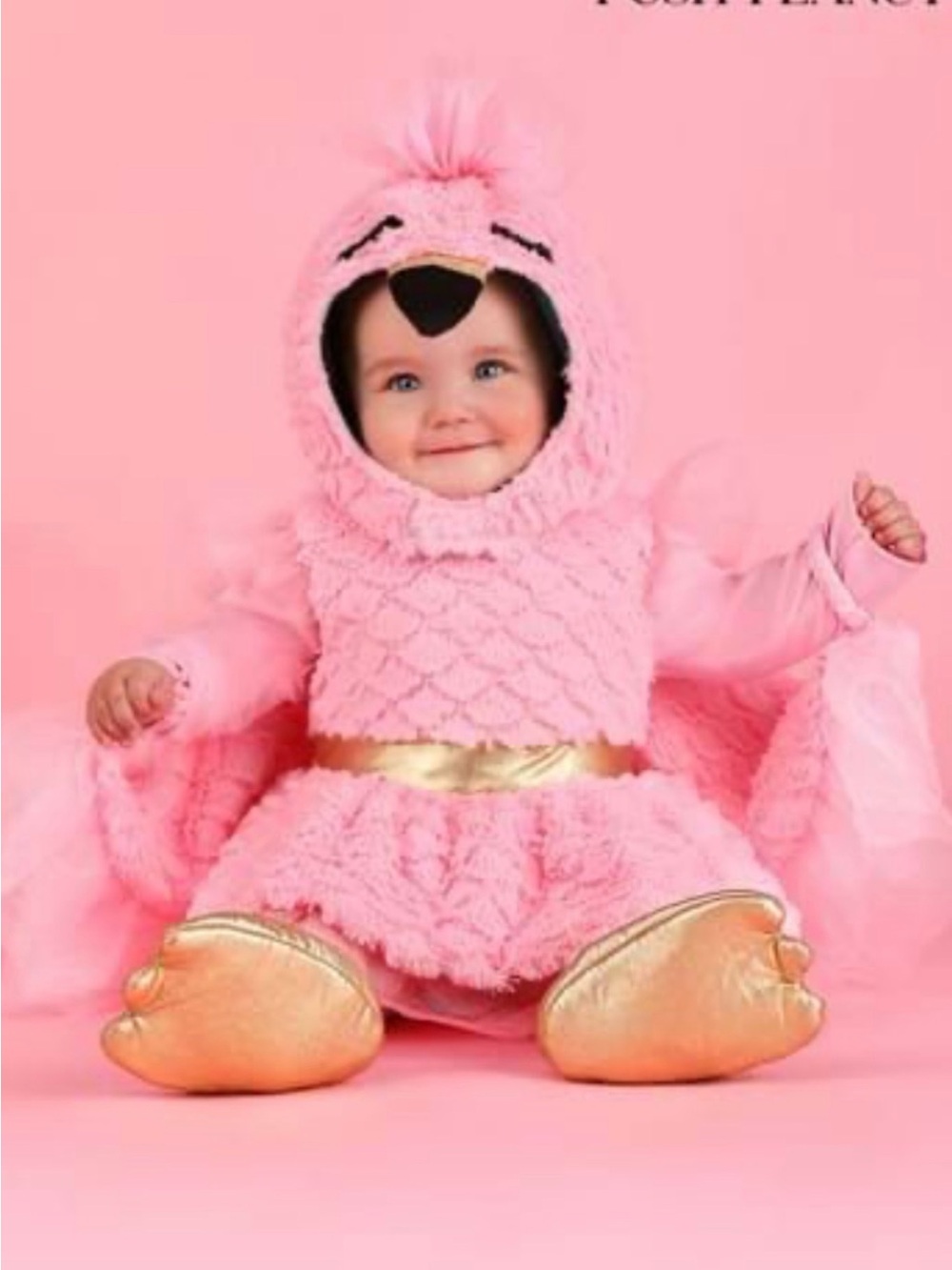 Posh Peanut Pink Flamingo Costume with Gold Accents